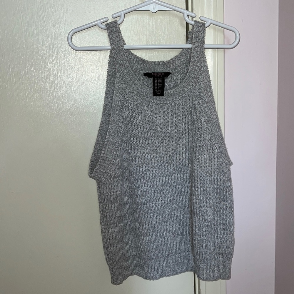 grey knit top